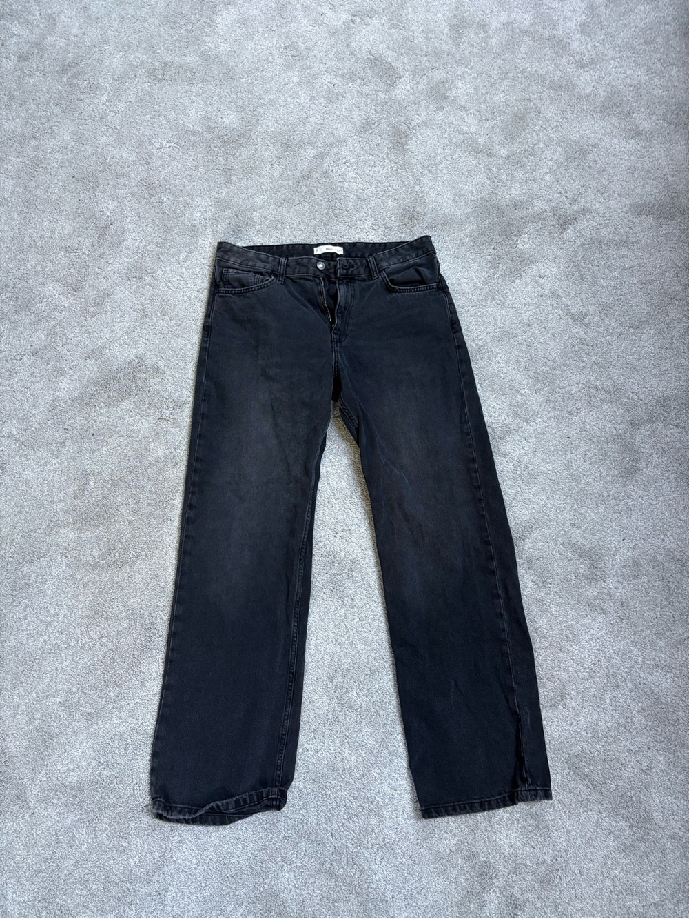 Mango woman ‘s Washed Black Straight Jeans
